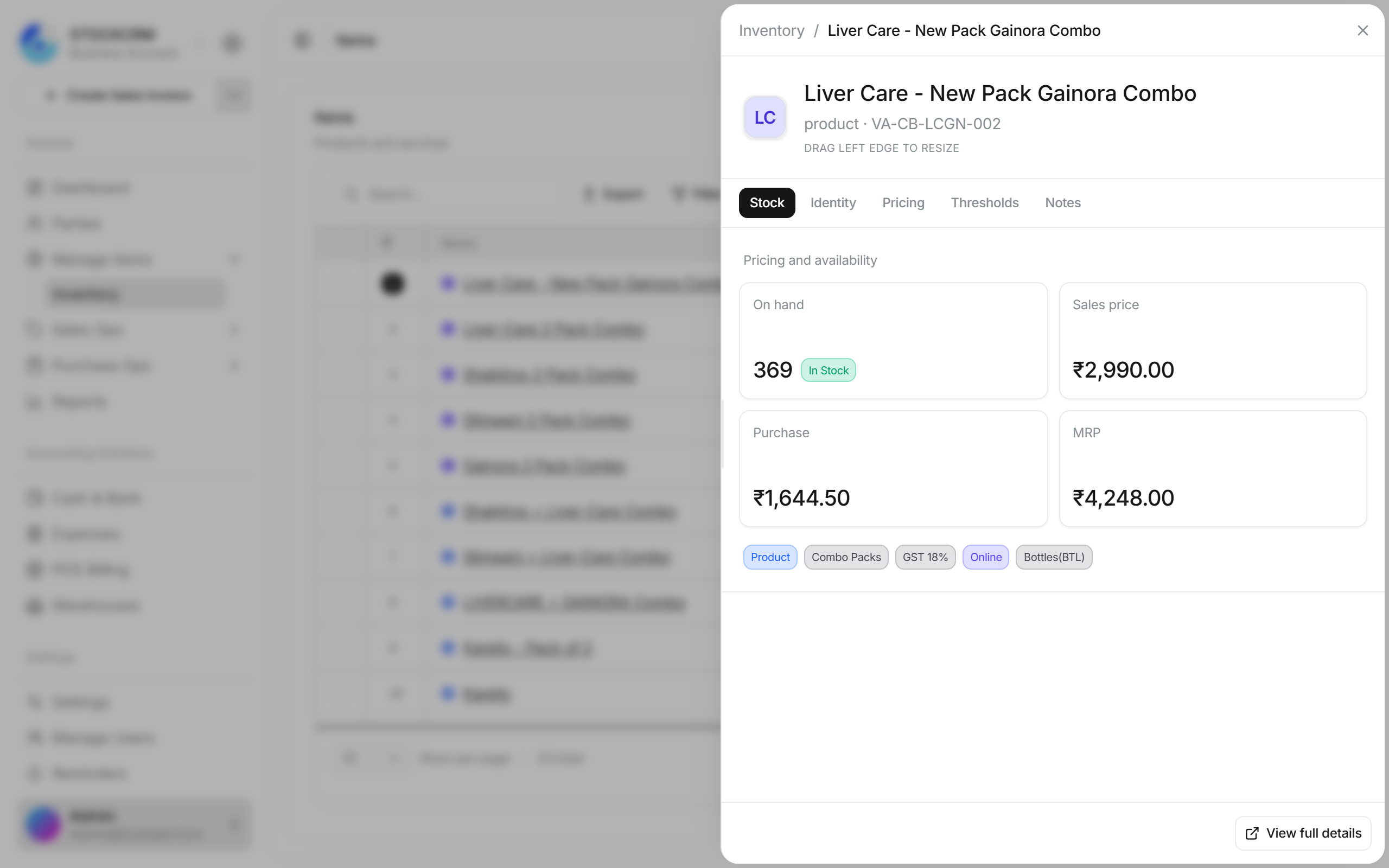 Cash and bank accounts with transactions